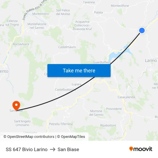 SS 647 Larino Junction to San Biase map