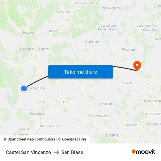 Castel San Vincenzo to San Biase map