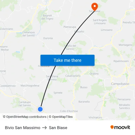 San Massimo Junction to San Biase map