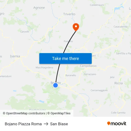 Bojano Roma Square to San Biase map