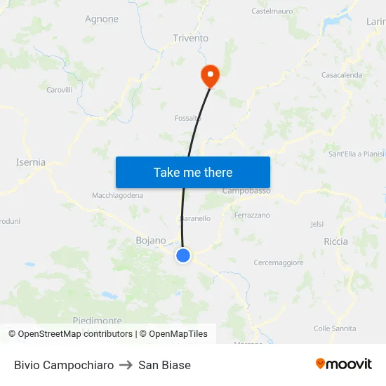 Campochiaro Junction to San Biase map