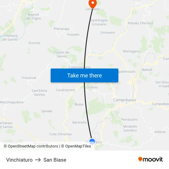 Vinchiaturo to San Biase map