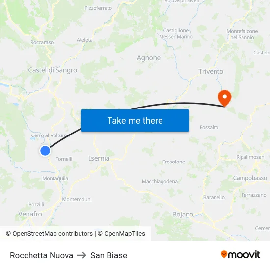 Rocchetta Nuova to San Biase map