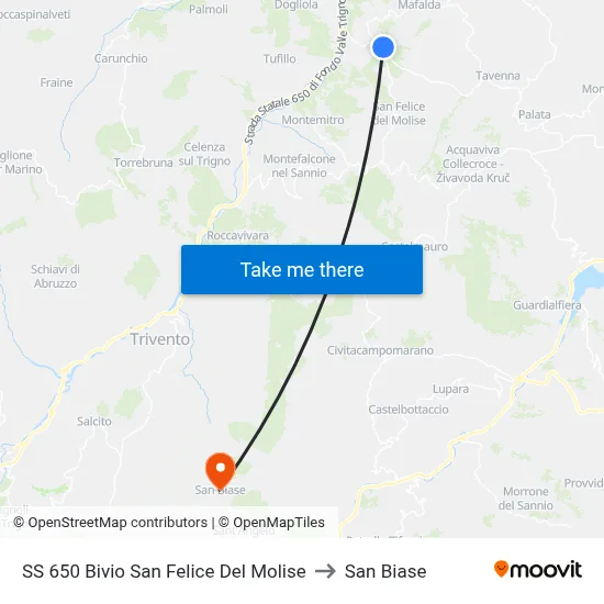 SS 650 San Felice Del Molise Junction to San Biase map