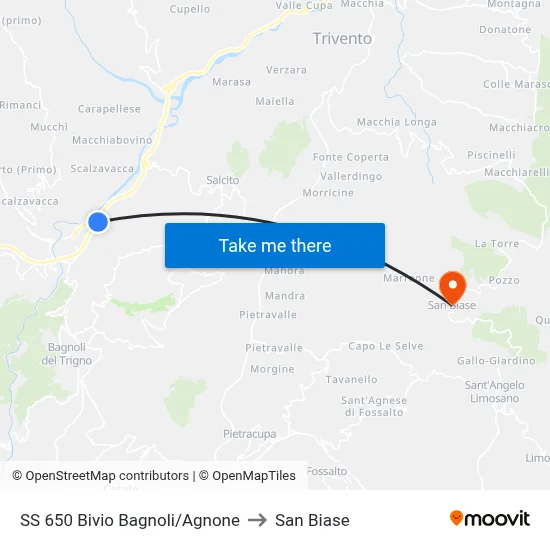 SS 650 Bagnoli/Agnone Junction to San Biase map