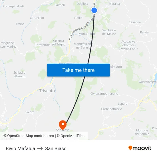 Mafalda Junction to San Biase map