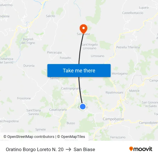 Oratino Borgo Loreto No. 20 to San Biase map