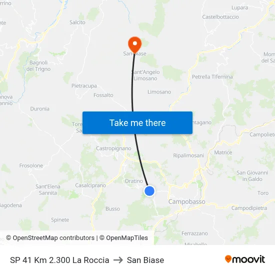 SP 41 Km 2.300 La Roccia to San Biase map