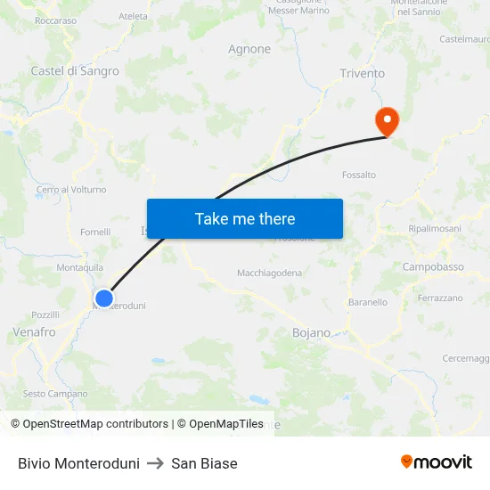 Monteroduni Junction to San Biase map