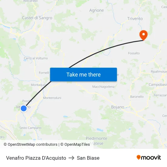 Venafro Piazza D'Acquisto to San Biase map
