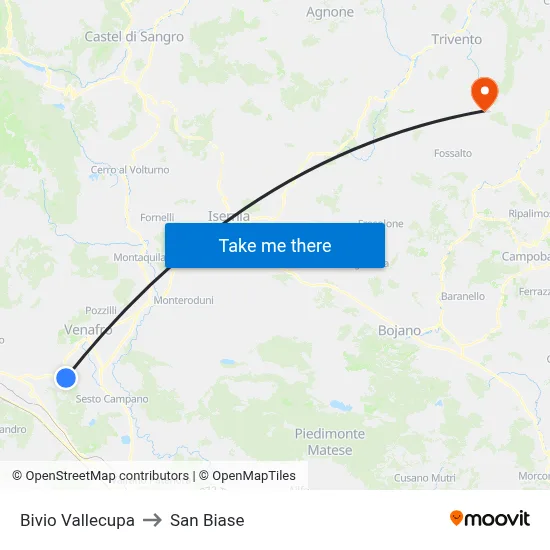 Vallecupa Junction to San Biase map