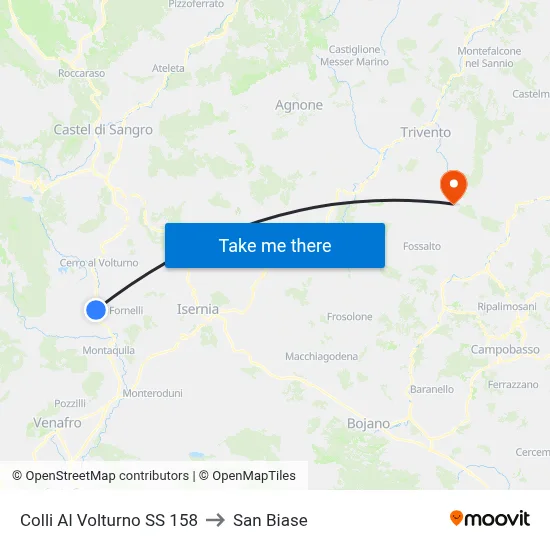 Colli Al Volturno SS 158 to San Biase map