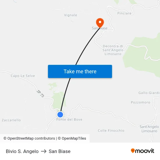 San Angelo Junction to San Biase map