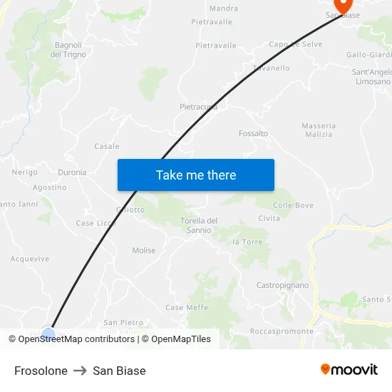 Frosolone to San Biase map