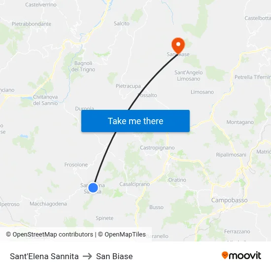 Sant'Elena Sannita to San Biase map