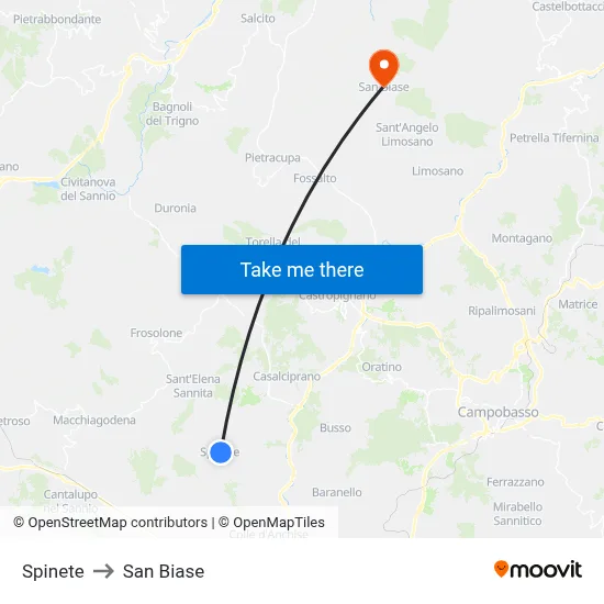 Spinete to San Biase map
