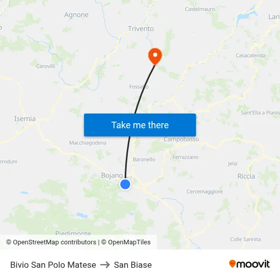San Polo Matese Junction to San Biase map