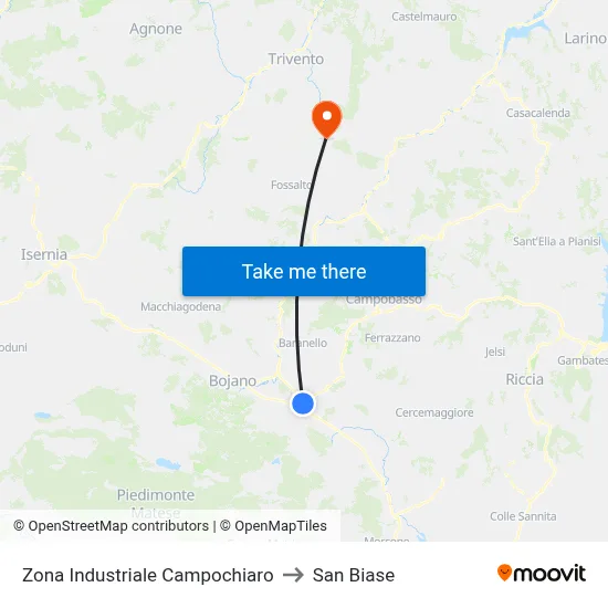 Campochiaro Industrial Zone to San Biase map