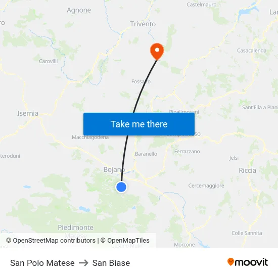 San Polo Matese to San Biase map