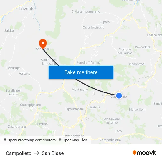 Campolieto to San Biase map