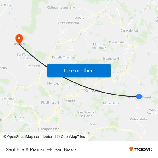 Sant'Elia A Pianisi to San Biase map