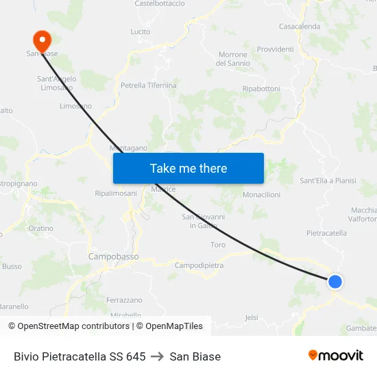 Pietracatella SS 645 Junction to San Biase map