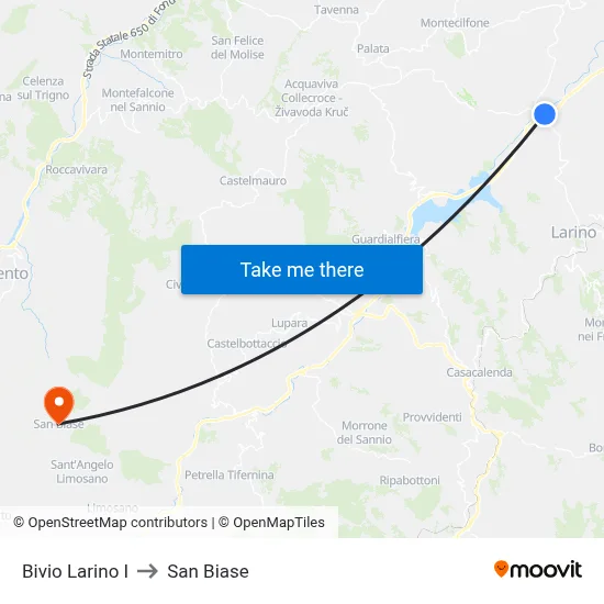 Larino I Junction to San Biase map