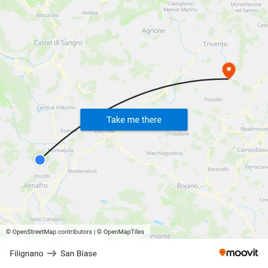 Filignano to San Biase map