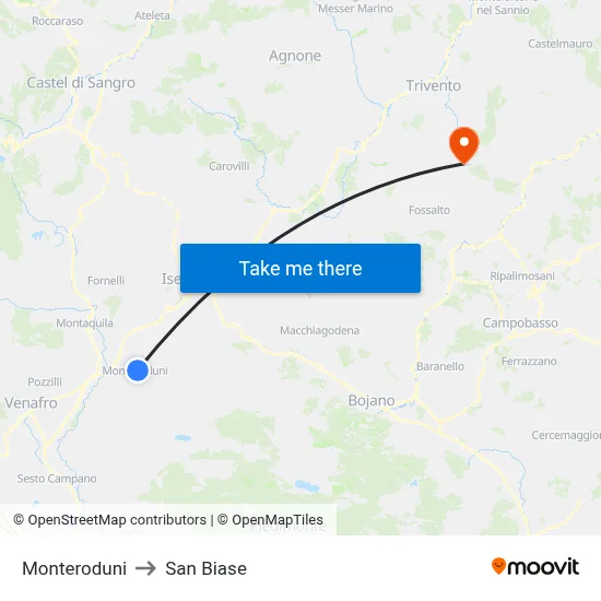 Monteroduni to San Biase map