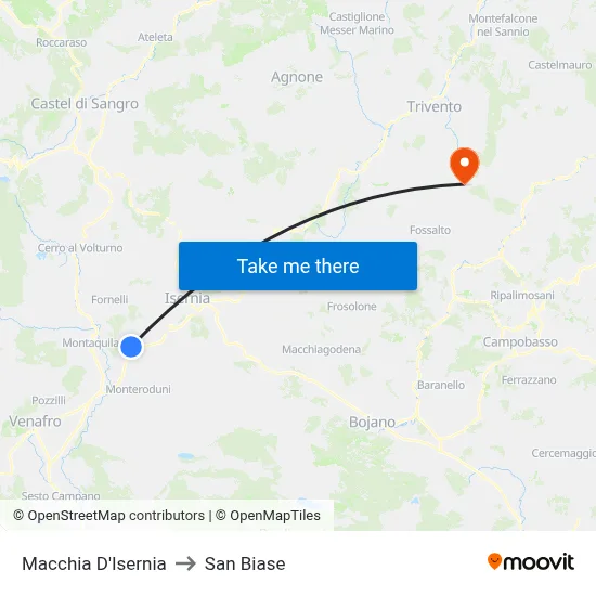 Macchia D'Isernia to San Biase map