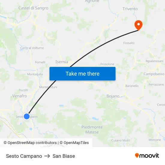 Sesto Campano to San Biase map
