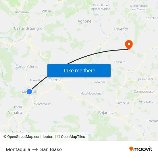 Montaquila to San Biase map