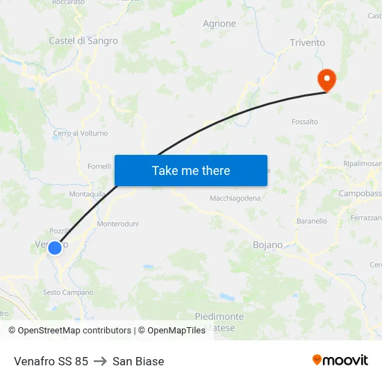 Venafro SS 85 to San Biase map
