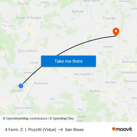 4 Stop Industrial Zone Pozzilli (Vidue) to San Biase map