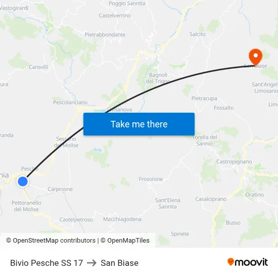 Pesche Junction SS 17 to San Biase map
