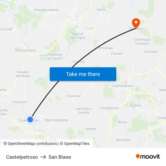 Castelpetroso to San Biase map