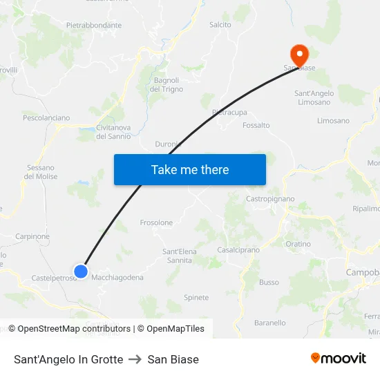 Sant'Angelo In Grotte to San Biase map