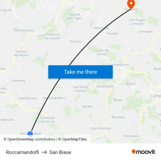 Roccamandolfi to San Biase map