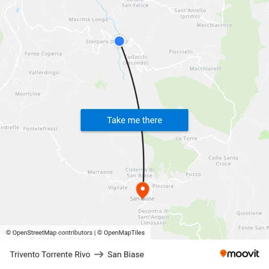 Trivento Rivo Stream to San Biase map