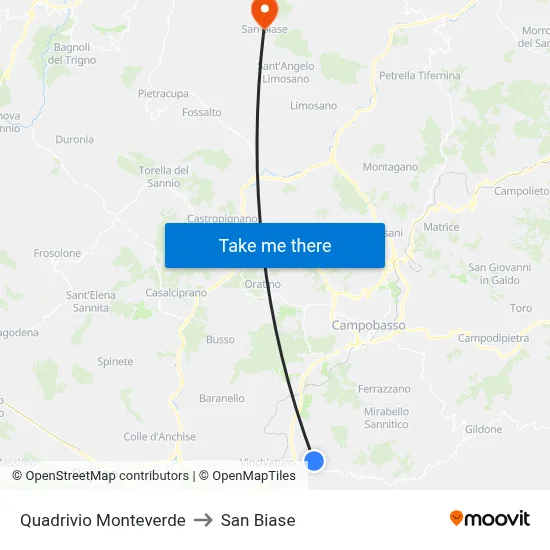 Monteverde Crossroads to San Biase map