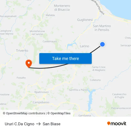 Ururi Cigno District to San Biase map