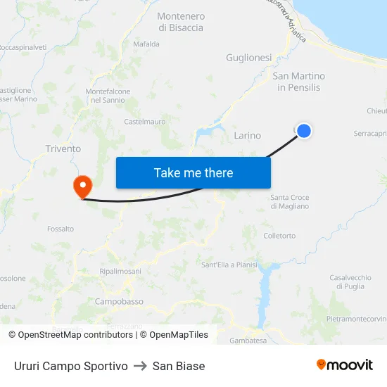 Ururi Sports Field to San Biase map