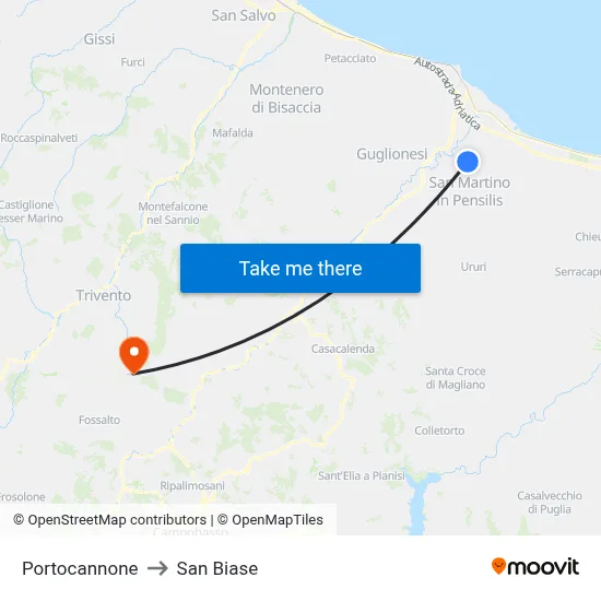Portocannone to San Biase map