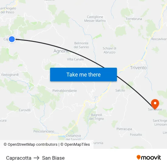 Capracotta to San Biase map
