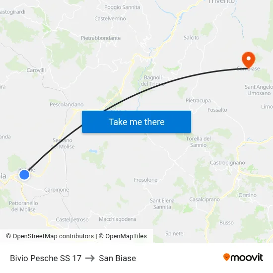 Pesche Junction SS 17 to San Biase map