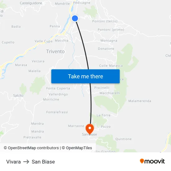 Vivara to San Biase map