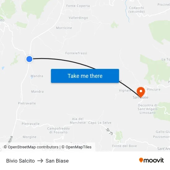 Salcito Junction to San Biase map