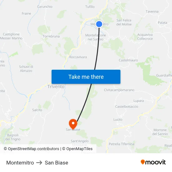 Montemitro to San Biase map