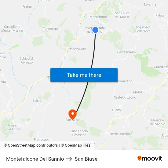 Montefalcone Del Sannio to San Biase map