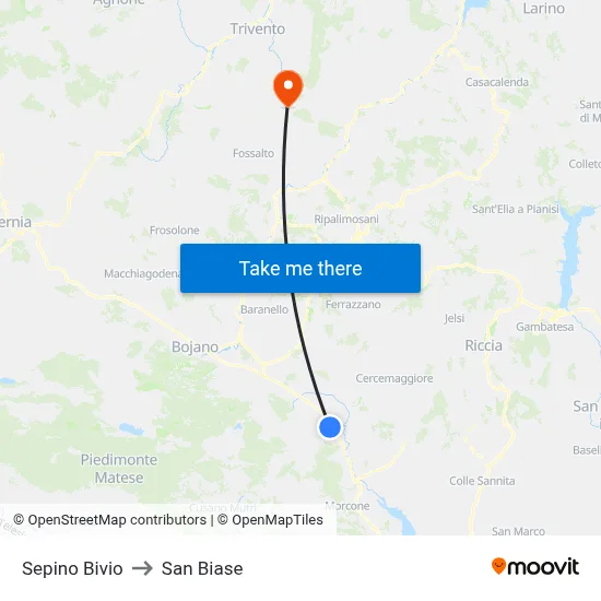 Sepino Junction to San Biase map